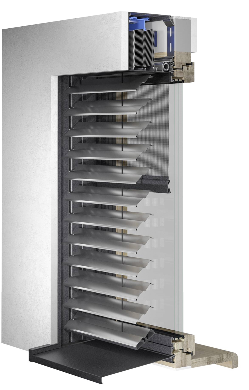 Im GS Perfect System ist das Element Fenster inklusive Sonnenschutz, Insektenschutz,Fensterbank, Absturzsicherung und Bodenschwelle abgedeckt.