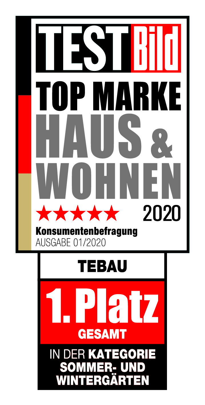 TESTBild und Statista haben Leser zu Sommer- und Winter­gärten befragt. Tebau konnte dabei die Verbraucher überzeugen und ging als Gesamtsieger hervor.