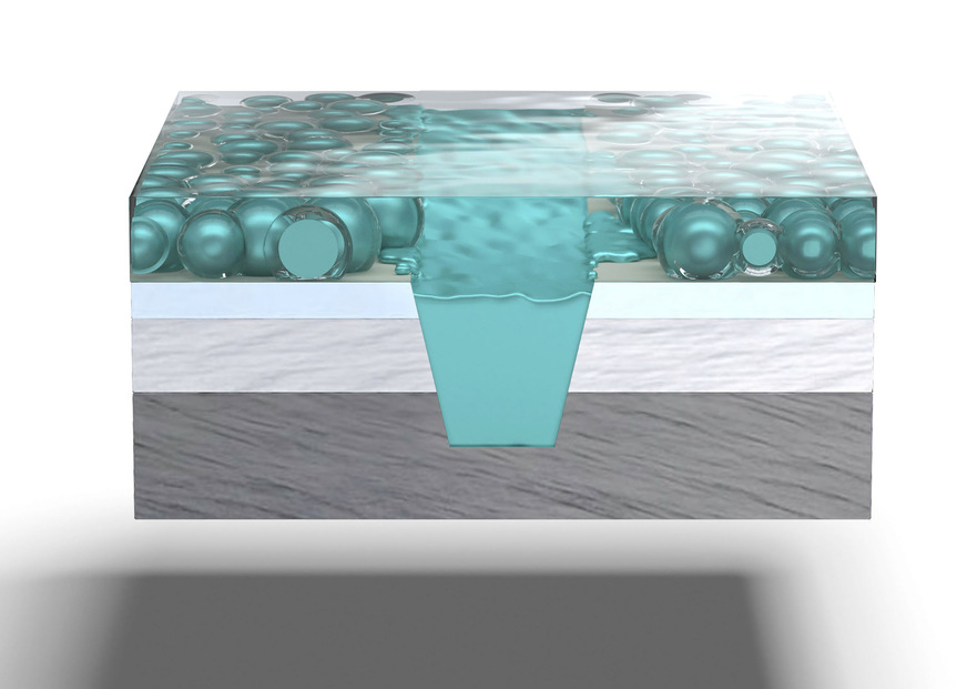 Wird die Oberfläche bei der Beschlagsmontage beschädigt (links), füllen die in den Nanokapseln enthaltenen Stoffe die Kratzer wieder auf.