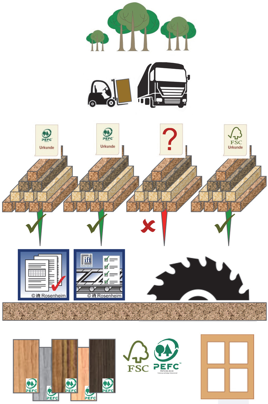 Die Chain-of-Custody umfasst den gesamten Warenstrom und macht die Herkunft des Holzes transparent.