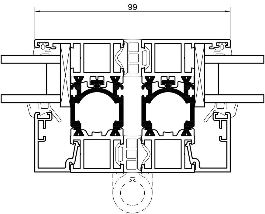 Schmale Ansichtsbreite und Stabilität dank BionicTurtle: Der multifunktionale Isoliersteg dient in den Varianten Ecoline und Highline zur Aufnahme von Verriegelung sowie Beschlägen.
