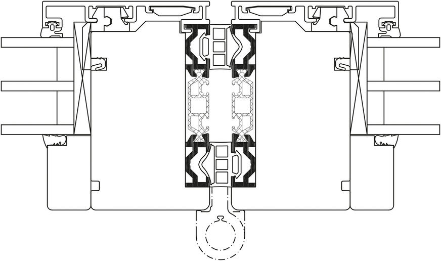 In den Varianten Combiline und Woodline leitet bei der Faltwand ein Isoliersteg dynamische Lasten aus dem Laufwagen und den Bändern in den Rahmen und sorgt für Stabilität und Isolierung.