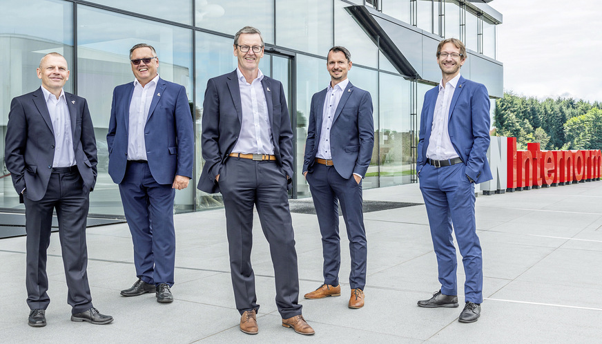 V.l.: Thomas Walluschnig (erweiterte Geschäftsleitung Exportmärkte), Helmuth Berger (GF bis Ende Februar 2021), Johann Brandstetter (GF Vertrieb & Marketing), Markus Dietachmair (GF Controlling & Abwicklung), Martin Weinrotter (GF Produktion).