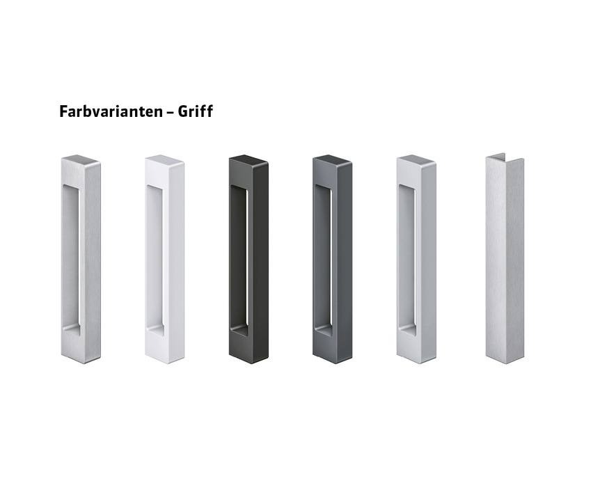 Die fünf Farbvarianten der Griffe lassen sich optimal an verschiedene Holzsorten anpassen, für vielfältige Raumkonzepte.
