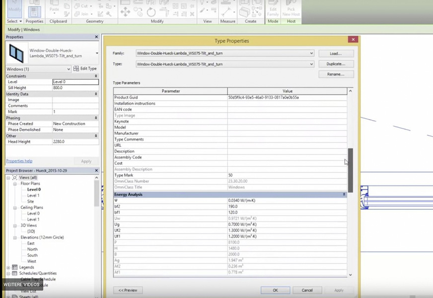 BIM Objekte liefern alle notwendigen Informationen zu Baustoffen und Bauelementen in beliebiger Detailtiefe und ermöglichen die Übernahme in den CAD Plan und vor Baubeginn eine detaillierte Planung mit allen Funktionen und Kennwerten (Quelle: Hueck, BIM Tutorial)