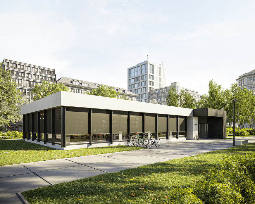 Façade awnings made from Soltis ­Veozip for a library