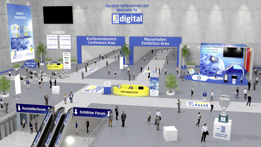 Nach der Online-Registrierung findet der Besucher über das Foyer der R+T digital alle Veranstaltungen und Messehallen.