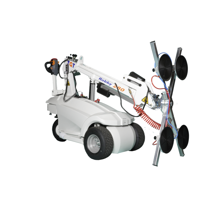 Über den Liftkopf, die Vertikalstellung und mittels Spezialknickgelenk lassen sich mit dem Robby 280 neben vielfältige Montagesituationen zudem auch Überkopfarbeiten durchführen.