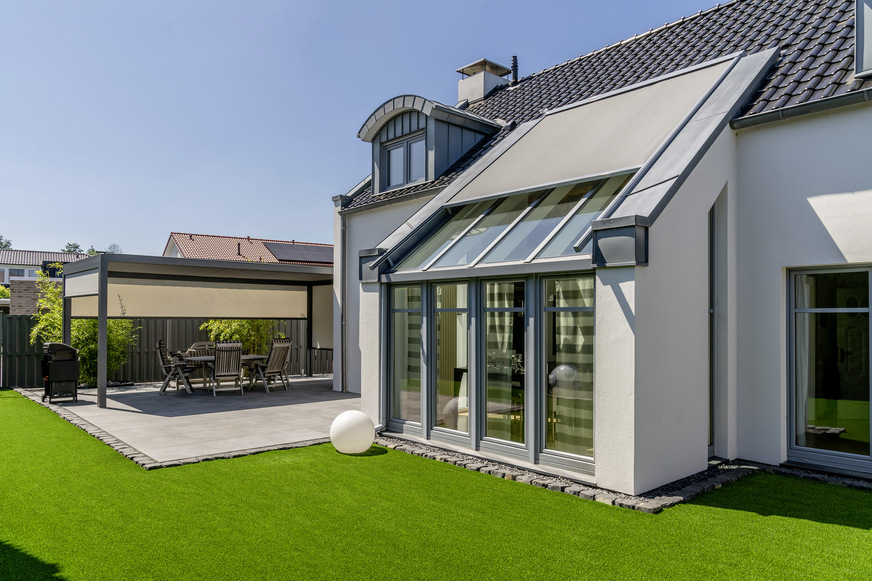 Die Wintergartenmarkisen der Trend-Familie ermöglichen effektiven Hitze- und Sonnenschutz.
