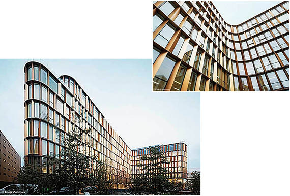 Eine 10 000 m2 großen Elementfassade umschließt „The Curve“ im französichen Saint-Denis. Die Fassade wurde mit Blick auf die Zertifizierungen nach HQE Exceptional, BREEAM und Effinergie+ geplant.