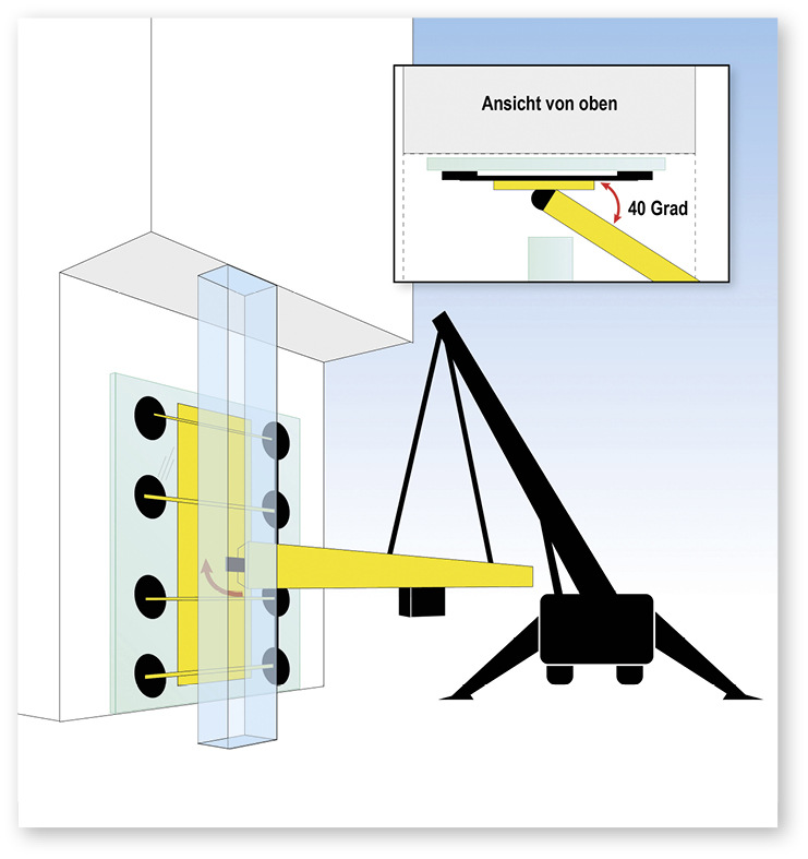 Verglasen unter Vorsprung mit Heavydrive Anlagen