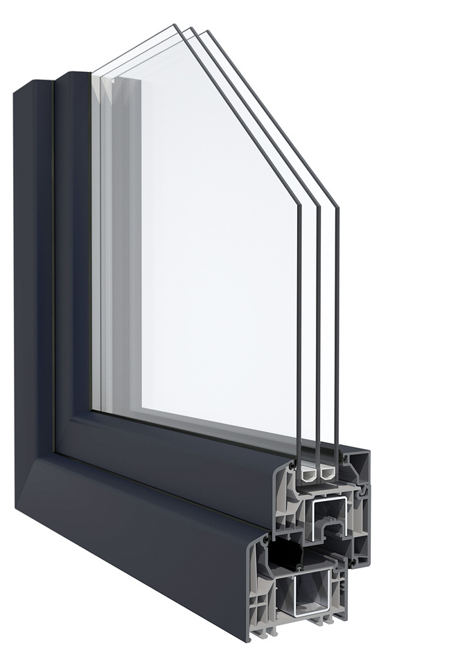 Auch in Kombination mit dem 84 mm ­Rahmen präsentiert sich Elegant Grando im traditionellen Look eines PVC-Fensters. Mit seinem ausgeprägten Überschlag fügt sich das Fenster harmonisch in alle denk­baren Baustile ein und positioniert sich so als ­Allrounder innerhalb der breiten Palette der ­Elegant Designs.