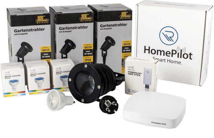 Neben dem HomePilot ist im Basis-Paket sowie in allen Add-On-Paketen die neue addZ-Serie auf Zigbee-Funkbasis von Rademacher enthalten..