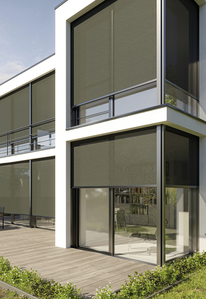 Veozip ist auch für Fassadenmarkisen im Eigenheim- und ­Objektbau perfekt geeignet, wenn­wZip-Systeme eingesetzt werden.