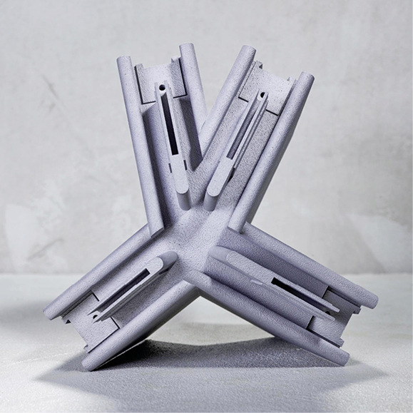 Effizienter: Mit gedruckten 3D-Fassaden-Knoten lassen sich herkömmliche, extrudierte Fassadenprofile perfekt koppeln.