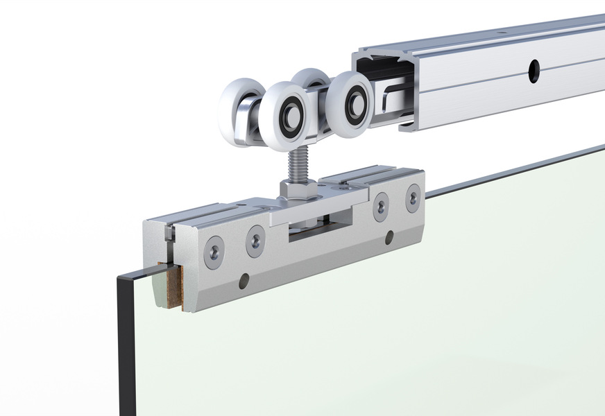 Die&nbsp;Schiebetürtechnik von MasterTrackBT setzt sich aus den drei Hauptkomponenten Laufschiene, ausgereiftes Rollensystem und sicherer Klemmmechanismus zusammen