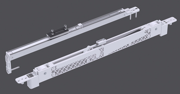 Die neue Generation Soft Close sowie Soft Stop stehen bald auch in einer besonders schlanken Konstruktion zur Verfügung. Sie lassen sich ohne Fräsaufwand am Flügel in Kunststoffsysteme integrieren und eignen sich für Elemente aus Aluminium.