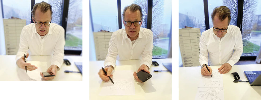Produktionsexperte Jörg Lichtenberg erläutert für GLASWELT Redakteur Matthias Rehberger die Details des Digitaliserungs-Projekts am EK Standort in Haan.