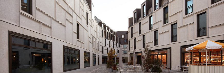 Beim Neubau des Augustinerhofs in Nürnberg wurden rund 2000 m2 Sonnenschutzglas sunbelt D60 von arcon verbaut.