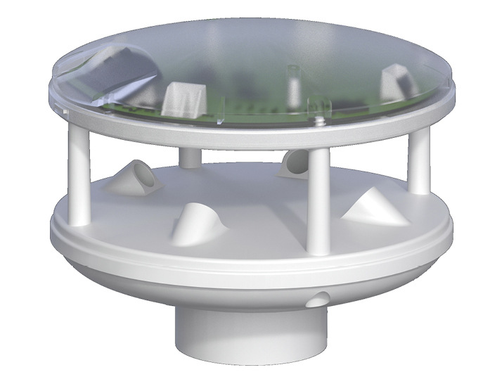 Die Omnexo Wetterstation pro wird als kompakte Kombiwetterstation mit neuester Sensortechnik für die Wind- und Windrichtungserfassung per Ultraschall und die optische Niederschlagserfassung (ohne Sensorfläche) geliefert.