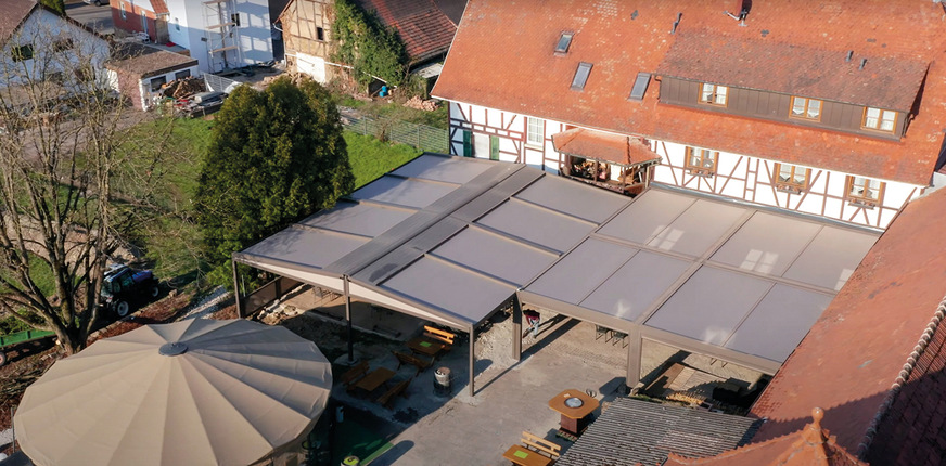 Gruppenanlagen wie beim Weingut Kern (R+T Projekt) haben sich auf den ­Gastronomie-Terrassen in den letzten Jahren schon fast zum Standard entwickelt.