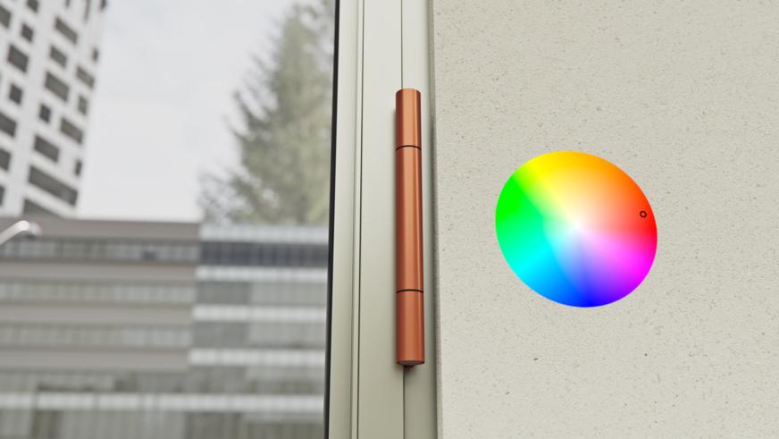 Passend zum Farbkonzept: Die 15mm schmale Rollentürbänder lassen sich in jeder beliebigen RAL-Farbe beschichten.