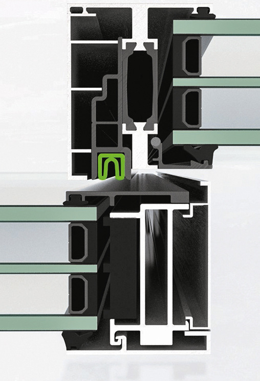 Inaktive Dichtungstechnologie: Die Luft&nbsp;entweicht, die Dichtung inaktiviert sich&nbsp;und geht in die eingerollte Aus­gangs­position zurück. Das Schiebe­element kann geschlossen werden.