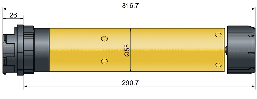 Der Antrieb XS56 wurde mit seiner Baubreite von nur 317 mm speziell für schmale Rollläden entwickelt.