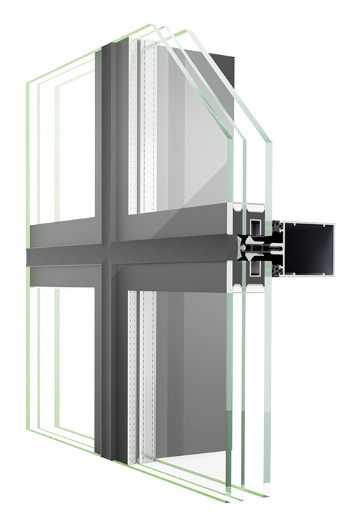 Die neue Trigon Structural Glazing Fassade von Hueck, hier als Hueck Trigon‘FS 050 SG Pfosten-Riegel-Variante (Ansichtsbreite 50 mm)