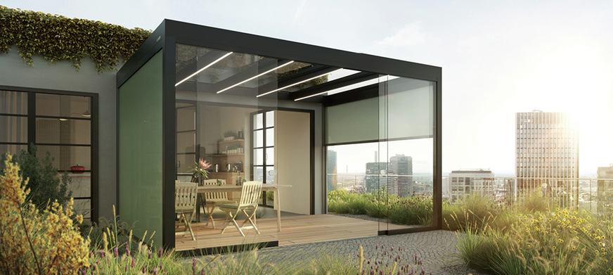 Auf der BAU wird Warema das L50 View mit Glasbedachung präsentiert.