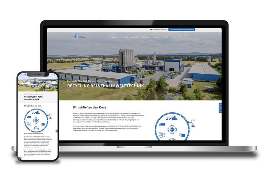 Desktop- und Mobil­ansicht der neuen VEKA Umwelttechnik Website
