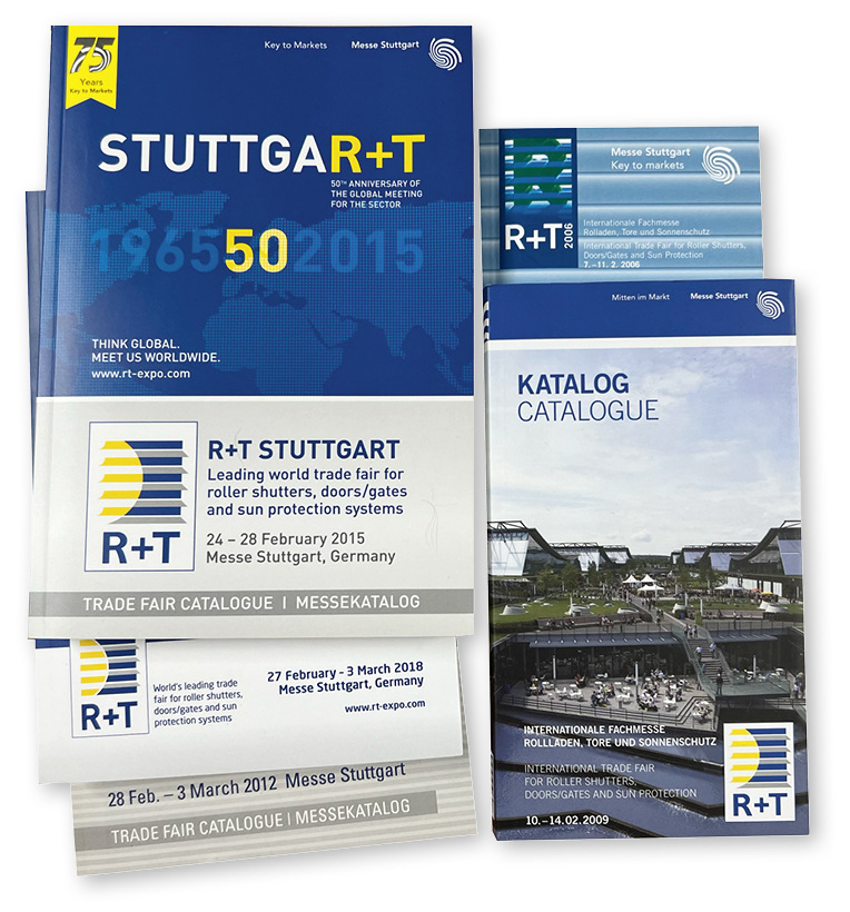 1965 als R 65 im zweijährigen Turnus gestartet, wechselte man 1982 in den dreijährigen Turnus. 1994 wurde die R zur R+T (­Rolladen + ­Tore). Bis 2018 gab es insgesamt 21 Messeveranstaltungen in ­Stuttgart. 2021 wegen der Pandemie nur als digitale Version.