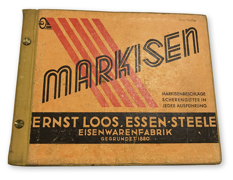 Das Mekka der Markisen lag schon zu Beginn der Fünfziger Jahre mit der Firma Ernst Loos (Erwilo) und der Robert Schöne KG (essendia) in Essen.