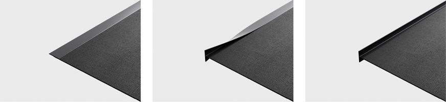 Das Prinzip des neu entwickelten und patentierten TRail als Seitensaumführung ist eigentlich so bestechend einfach, dass man sich sehr schnell fragt, warum diese Idee nicht schon früher entwickelt worden ist. Es handelt sich um ein klappbares T, das aufgestellt als T eine sichere Führung und Lastaufnahme garantiert.&nbsp; Beim Aufwickeln des Behangs auf die Tuchwelle legt sich der der obere Teil des TRails um, und sorgt für einen wesentlich geringen Wickeldurchmesser als beim herkömmlichen ZIP.