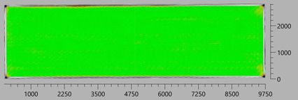 Anisotropie-Quantifizierung von sedak tempered+: Scanbild einer thermisch vorgespannten 10m-Glasscheibe.