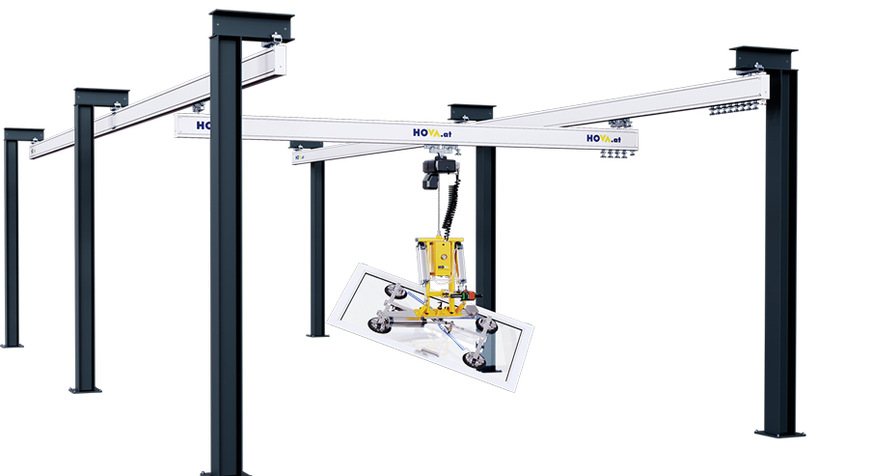 Die Vakuumheber von Hova gibt es für verschiedene Anwendungen in der Produktion von Glasverarbeitern und Fensterbauern.