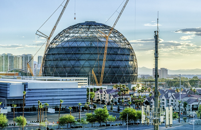 Das neue Eventcenter The Sphere in der Casinostadt Las Vegas wurde im September 2023 eröffnet.