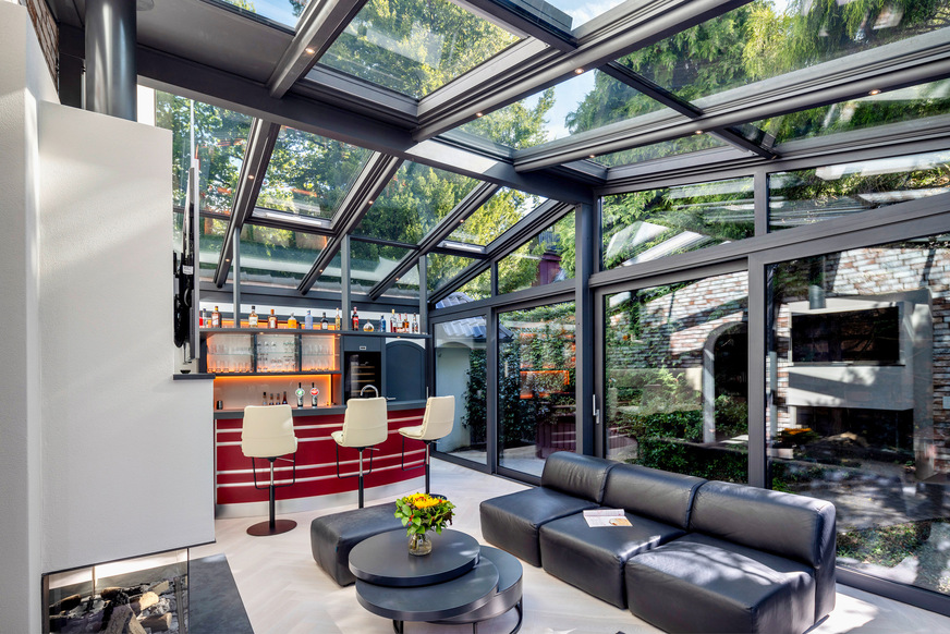 Die hier im masson Wintergarte verbauten Gläser wurden von der Hero-Group gefertigt.