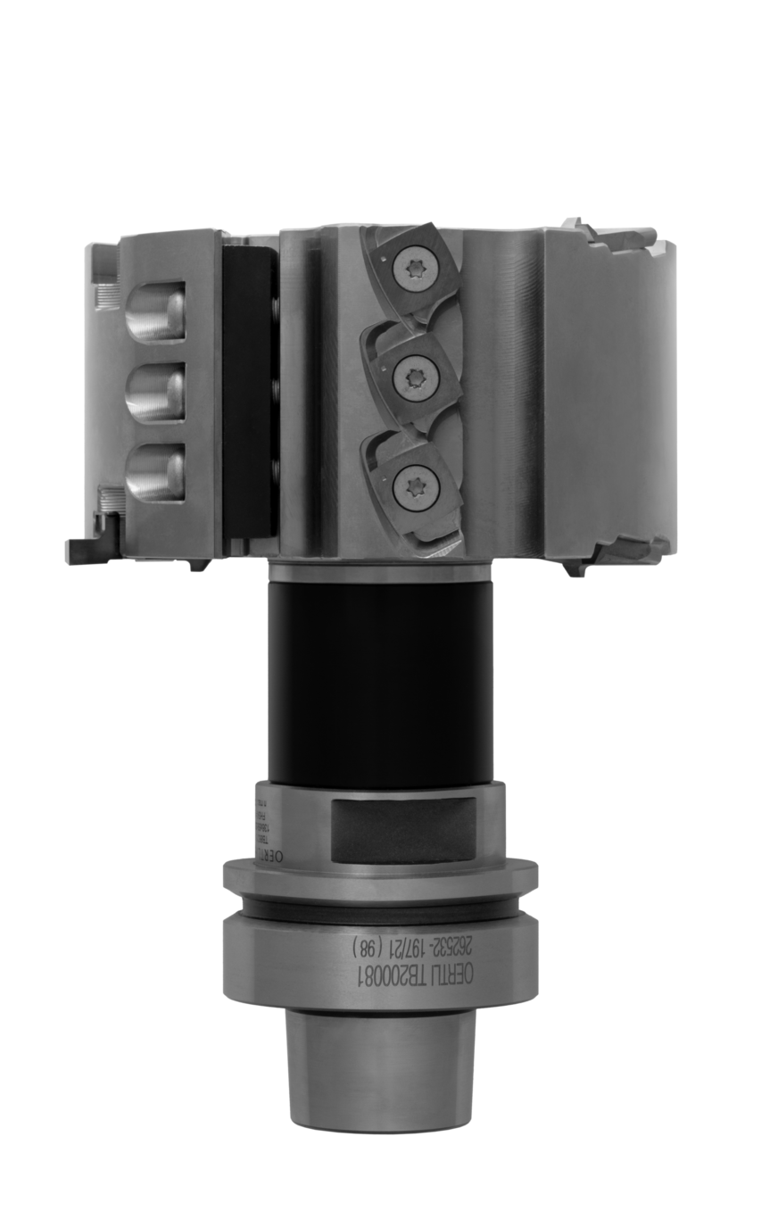 Hybrid-Falzkopf von Oertli, mit Nutmesser und Abrundvorschneidern oben und unten