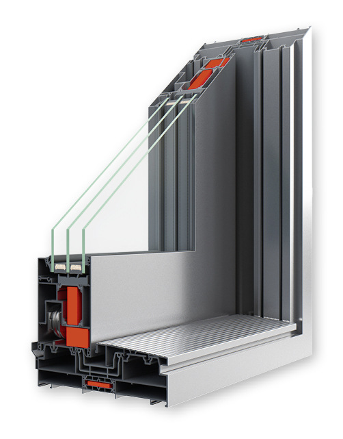 Die Terrassentür HST Slide mit zwei Schienen sorgt für hervorragende Energieeffizienz und stellt Eindringlinge vor ernsthafte Probleme.