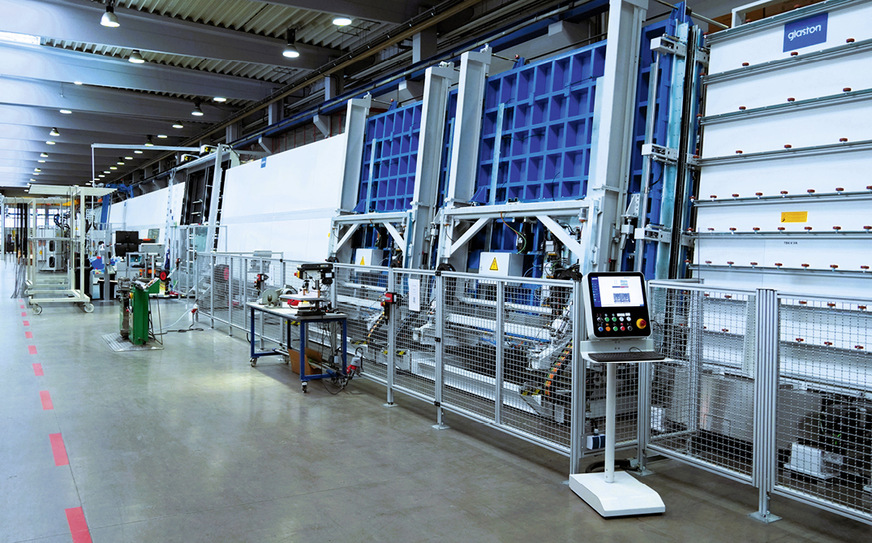 Die Glaston Jumbo XXL Flex ISO-Linie, wurde für AGC Interpane maßgeschneidert und ermöglicht die automatische Produktion von Formaten bis 3,30 × 6,00 m.