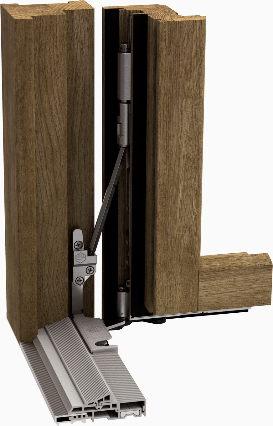 Mit der nachrüstbaren Lastabtragung stemmt „Multi Power“ Fenstertüren bis 180 kg. Gemeinsam mit Dichtung und Bodenschwellen sorgt sie für ein energiesparendes Element.