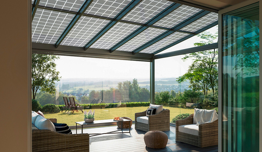 Die Kombination aus Terrassendach und Solarstromerzeugung wurde nicht nur technisch, sondern auch gestalterisch überzeugend gelöst.