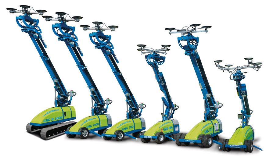 Hier die Heavydrive Glasmontagegeräte der GMG Reihe