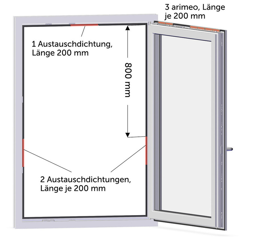 Alles ist möglich, zum Beispiel: die Einbauvarianten triple und triple acoustic – mit je drei arimeo Fensterfalzlüftern.