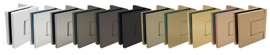 CRL bietet sein Top-Duschtürband Bellagio nun in 11 verschiedenen Standard-Oberflächen an.