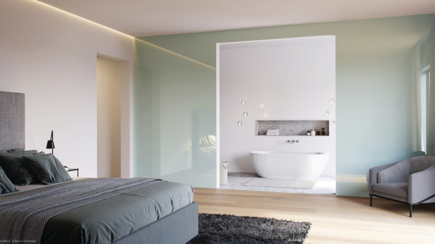 Langlebige und hochwertige Wandveredelung mit glänzenden (Lacobel) oder matten (Matelac) Oberflächen.