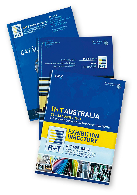 Weitere Stationen der ­Stuttgarter Messe im Ausland ­waren die R+T Middle East in Dubai (2010), R+T Australia in ­Melbourne (2014) ­sowie die R+T South America in Sao Paulo, Brasilien (2016/2018).