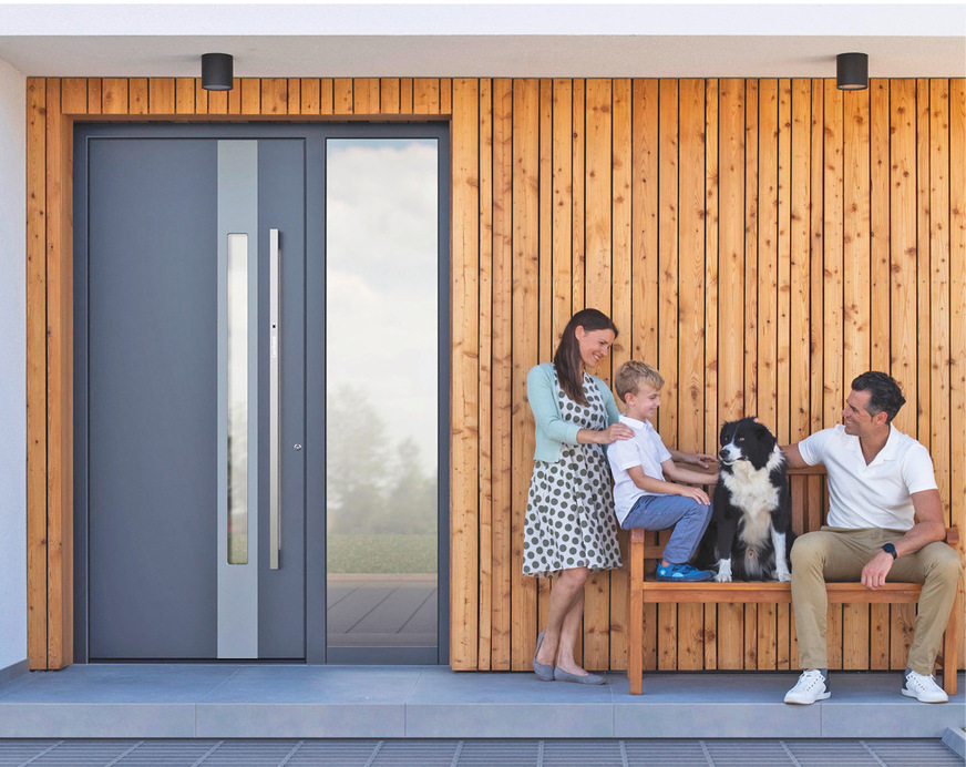Pirnar Hautüren: Bei der Hausplanung zählt jedes Detail – Türen wie das Modell „CarbonCore Premium“ fügen sich in stimmige Gesamtkonzepte ein.