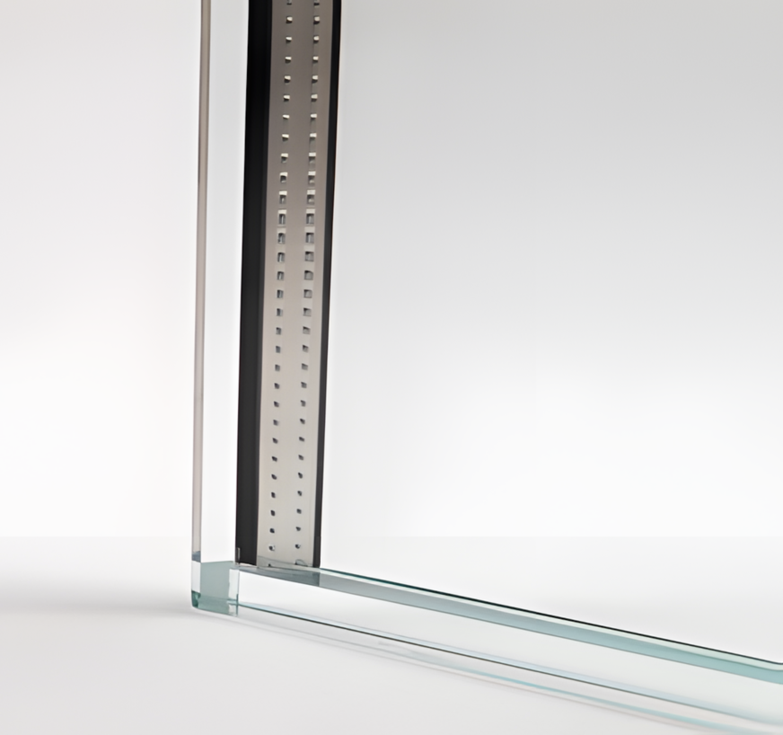 Die transparenten Glaskanten, bieten eine zuverlässige Gasabdichtung, wobei die Spacer feuchtigkeitsbeständig verklebt sind. Diese Feuchtigkeitsbeständig ist auch im Verbund mit herkömmlichen Spacern gegeben. Der Verbund mit herkömmlichen Spacern mit Trockenmittelzusatz schließt ein Anlaufen im Inneren durch Kondensation aus.